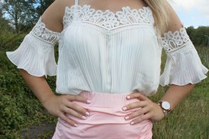 OUTFIT ➸ White floral & Pink pastel